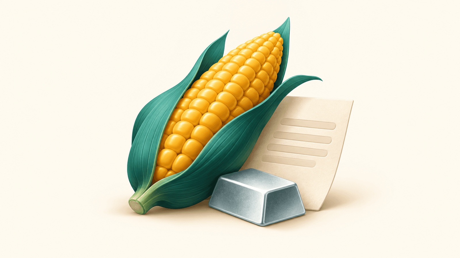 An ear of corn, a silver bar, and a contract. Familiar goods can be traded through commodity derivatives.